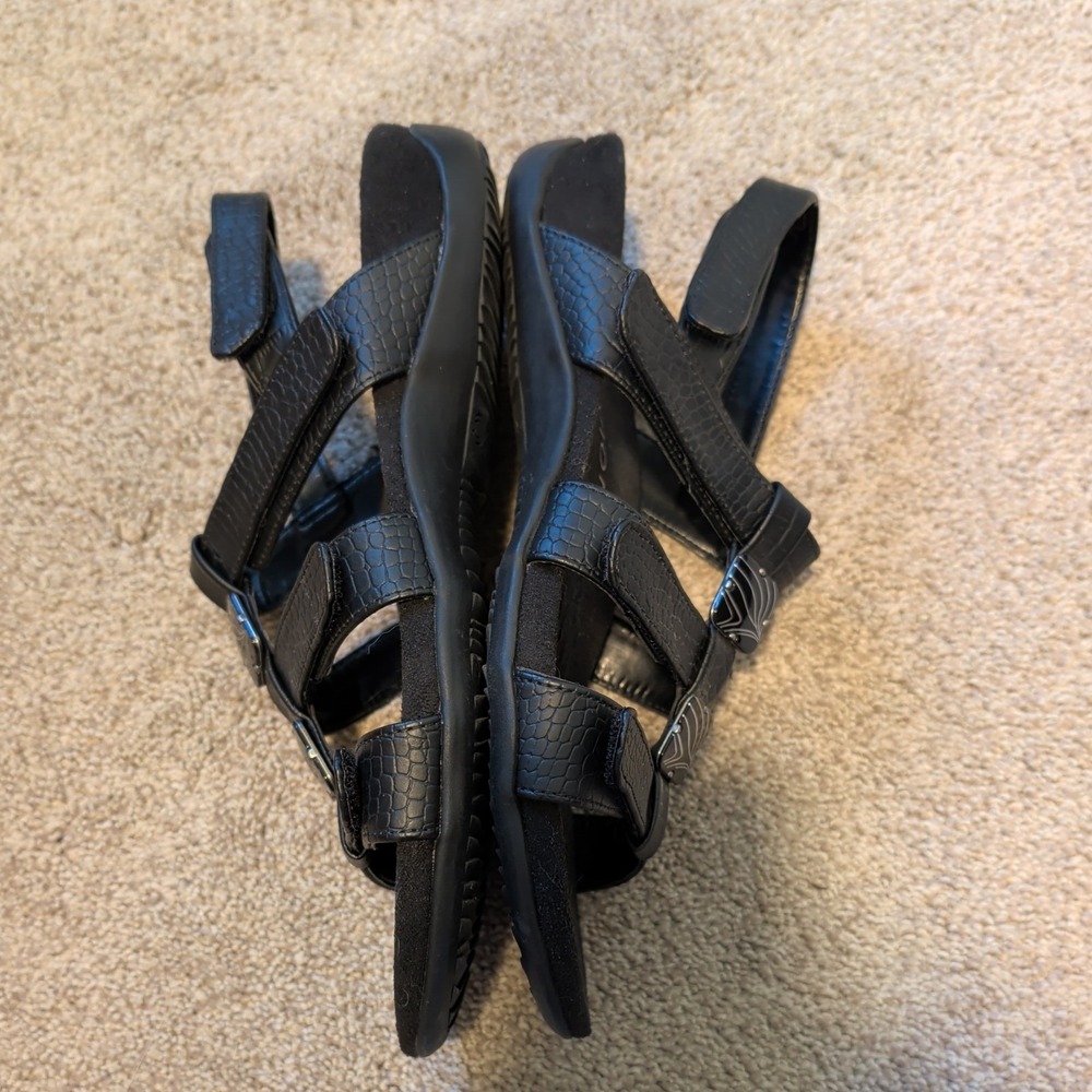 Vionic Amber Straps Black Croc Leather Orthotic Sandals Womens 8.5 - Picture 5 of 7